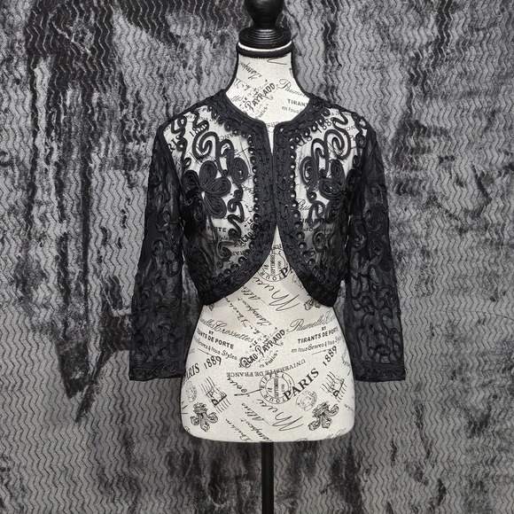 JR Nites By Carol Lin Bolero Jacket Womens S Sheer Whimsigoth Ornate Fairygoth - Picture 1 of 14